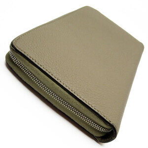 Celine zipper round leather wallet beige long